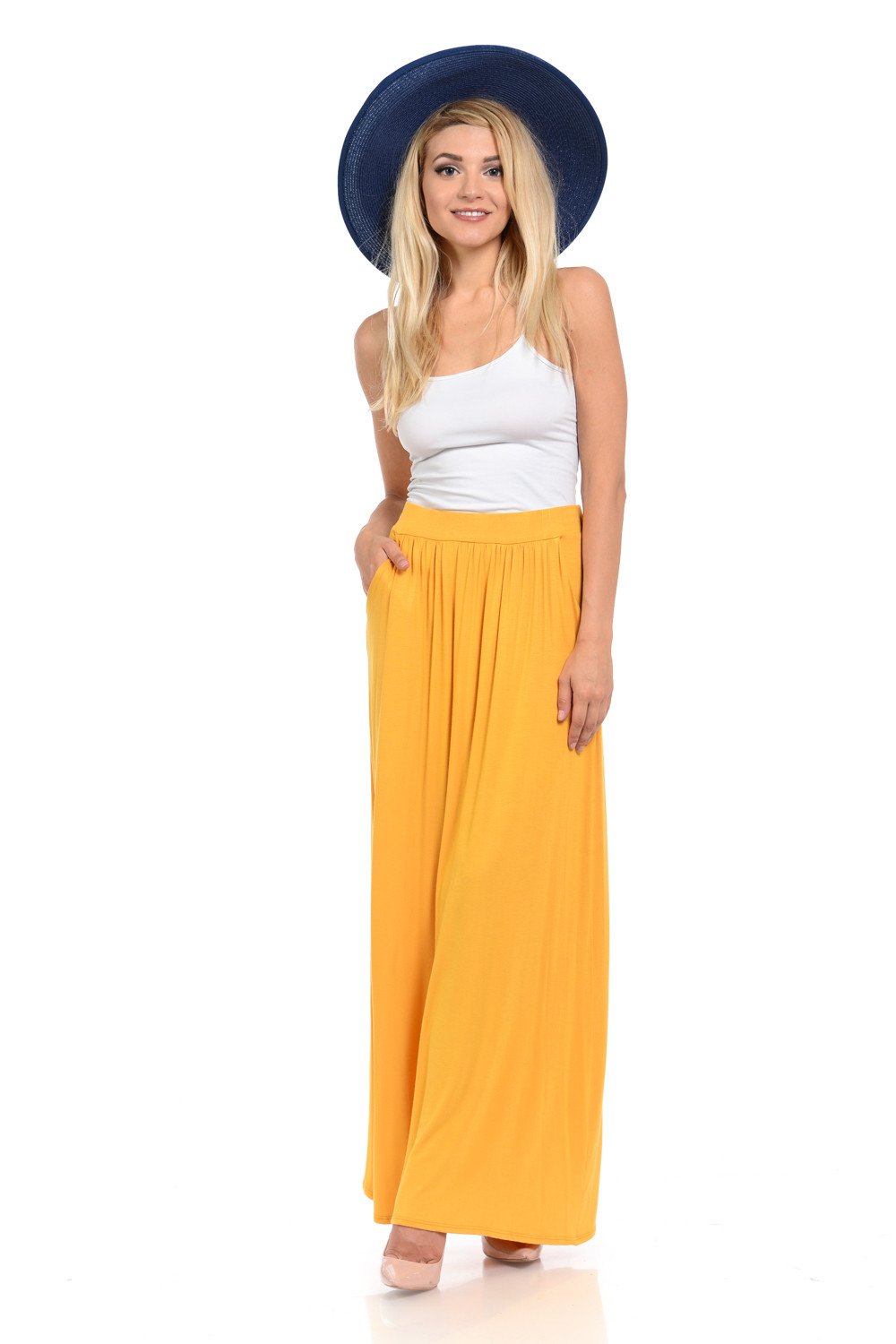 Maxi Skirt with Elastic Waistband and Pockets